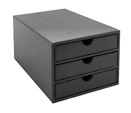Osco BKPU3TPSP, Faux Leather Three Drawer Sorter