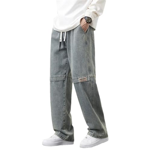 Men Outdoor Wide Leg Washing Jean Pants Trousers Neutral Enlarge Loose Straight Pants