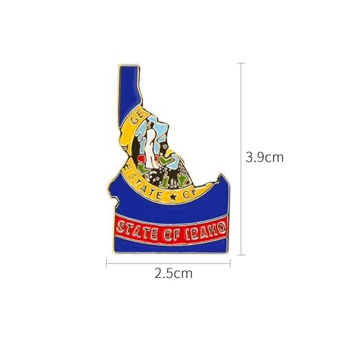 Image of State Shaped Map Lapel Metal Pin Enamel Brooch Keepsake Beautifully Designed for Backpack Hat