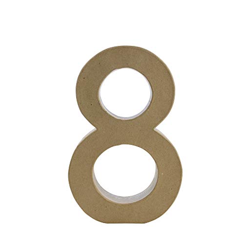 Décopatch AC428O - Un support en papier brun mâché 5x20x30 cm, Chiffre fantaisie 8