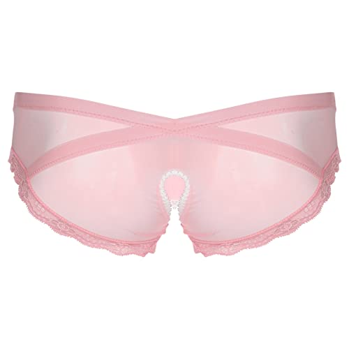 YiZYiF Sissy Men's Lace Hollow Out Pouch Panties Sheer Lingerie Low Rise Cross-Dresser Underwear2