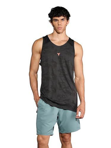 Image of TECHNOSPORT Men's Slim Fit Sleeveless Gym Vest Tank Top, VENTMESH Quick Dry Moisture Wicking Stretchable Vest for Gym Workout and Training