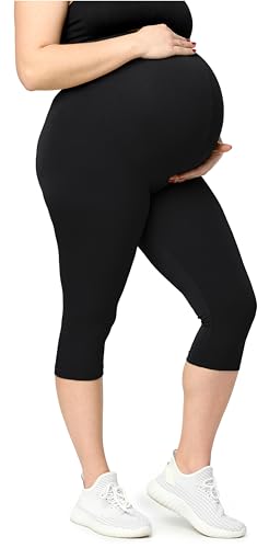 Merry Style Leggins Premamá 3/4 Mujer Tallas Grandes en Algodón MS10-464 (Negro, 5XL)