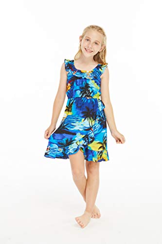 Image of Hawaii Hangover Family Matching Hawaiian Clothes, Sunset Blue | Family matching Hawaiian outfits, Sunset Blue, lightweight rayon, machine washable, tropical print, luaus, cruises