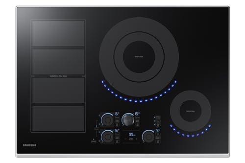 SAMSUNG 30' Built In Smart Induction Cooktop, 5 Elements, Flex Zone, Virtual Flame, Stainless Steel, NZ30K7880US/AA