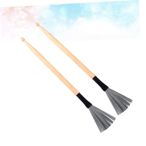 Totority 2 piezas de baquetas de madera de 294 mm y cepillos de acero para batería, accesorios de percusión para principiantes, mango de arce y diseño desmontable miniatura 6