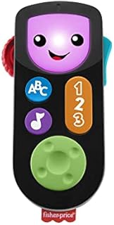 Fisher-Price Laugh & Learn Stream & Learn Remote - UK English Edition, electronic pretend toy with educational content for infants and toddlers