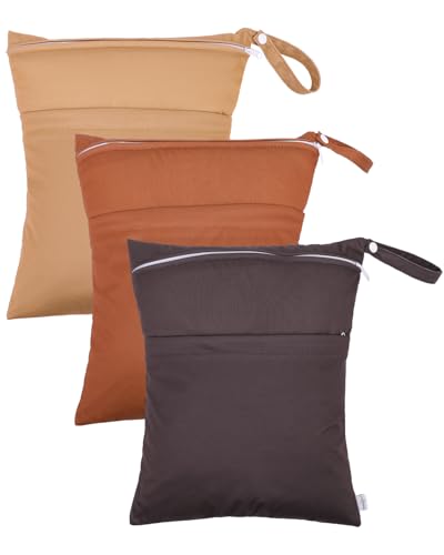 Image of babygoal Wet Bags 3 Pack, Waterproof Travel Dry Bags for Baby Diapers, Beach, Pool, Gym, Swimsuits, Food Storage and Wet Clothes 3LN37-B