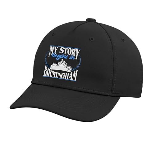 Born in Birmingham Adjustable Printed Baseball Hat, Black