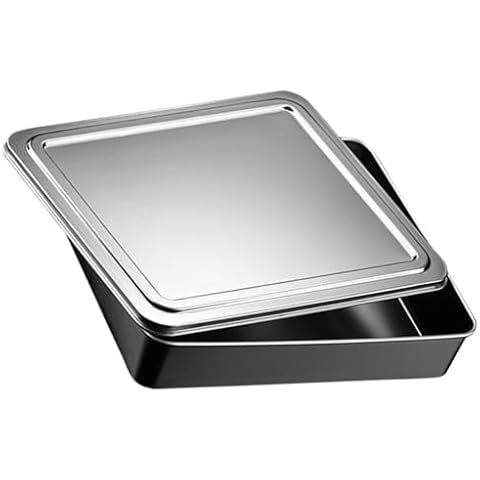 UPKOCH Covered Cake Pan, Stainless Steel Baking Pan, Nonstick Cake Pan with Lid, Cake Baking Box Cover