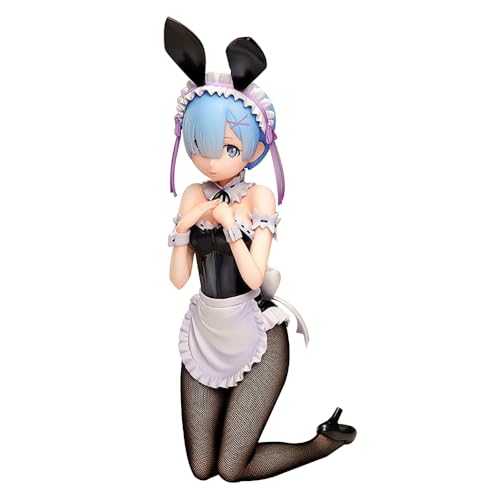 Rem Figure Statue, Remu Anime Bunny Girl Figure Maid's Outfit Action Figurine 30cm Re 0 Kneeling Pose Model PVC Ornaments Collectible Gift