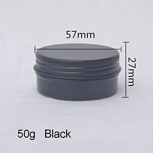 Lot de 30 flacons rechargeables ronds en aluminium argenté pour bougies, cosmétiques, baumes à lèvres, 5/10/15/20/30/50 g (noir - 50 g)