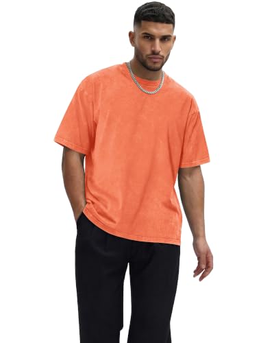 Image of Oversized Tshirts for Men Short Sleeve Vintage Washed Basic Loose Tees