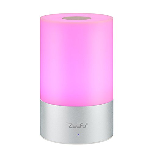 ZEEFO Lampe de Table, Lampe de Chevet avec Luminosité Réglable, LED Lumière de Nuit Chaude Blanche à Détecteur Tactile RGB Couleur Changeante pour Enfants Bébés Garderie(Petit)