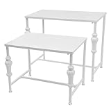 JAYEUW Retail Display Tables Vintage Boutique Display Table Clothing Shoes Display Shelf Nesting Tables 2 Piece Set, Carbon Steel (White)