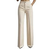 Auwer Women's High Waist Interview Dress Pants Business Flat Front Work Pants Formal Pull On Pant Office Trousers S-3XL Khaki