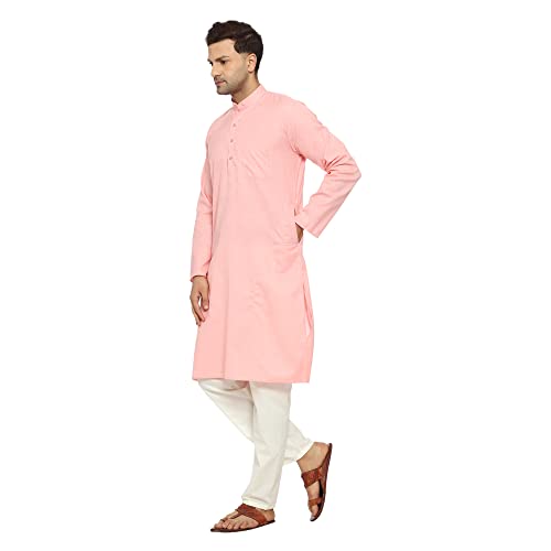 Image of ITOS365 Men Cotton Blend Kurta Pyjama Set Party Fashion Regular Ethinic Wear Indian Dress Gift for Men