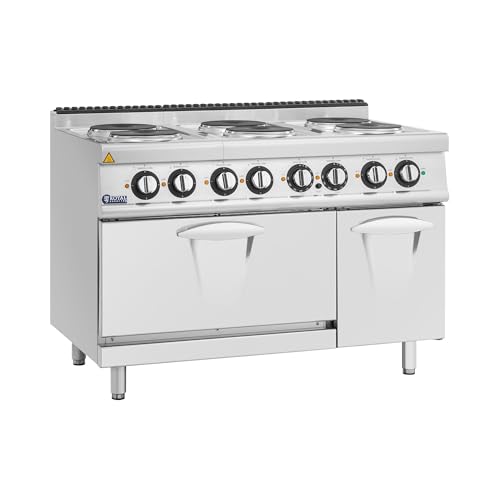 Royal Catering Cocina eléctrica con horno 19,1 kW 6 zonas 120 x 73 cm serie Pro 730 Cocina con horno eléctrico Hornillo eléctrico Conjunto de horno y placa eléctrica Combinación de cocina y horno