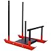 LKHKK Enhance Speed and Strength with Heavy-Duty Fitness Sled, Adjustable for Weight Plates, Dual Push Positions, Curved Design, Black and Red