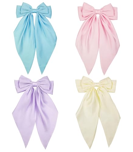Pinzas para cabello lazo largo satinadas 4 piezas miniatura 1