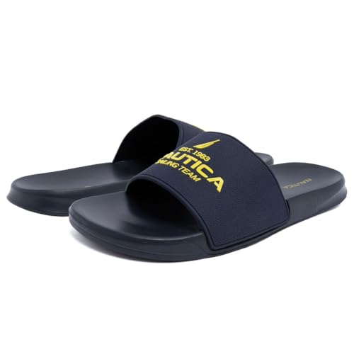 Image of Nautica Men's Open Toe Slide Sandals - Comfortable Indoor & Outdoor Shower Slippers