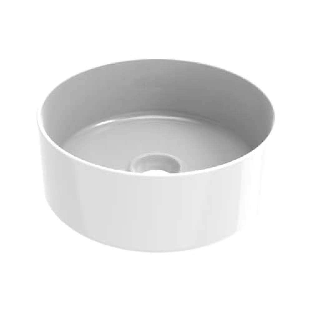 ERCOS Lavabo de Cerámica Redondo sobre Encimera, Lavabo de Baño Color Blanco Brillante, sin rebosadero, Tamaño Diámetro 410 mm