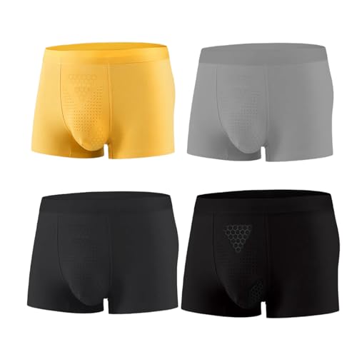 Ultra-Soft Men's Boxer Briefs 4 Pack, 3D Breathable Pouch Modal Trunks Moisture-Wicking Stretch Underwear