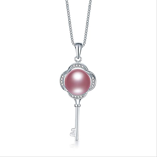 Collier clé en zircon et perles authentiques, le cadeau idéal pour femme