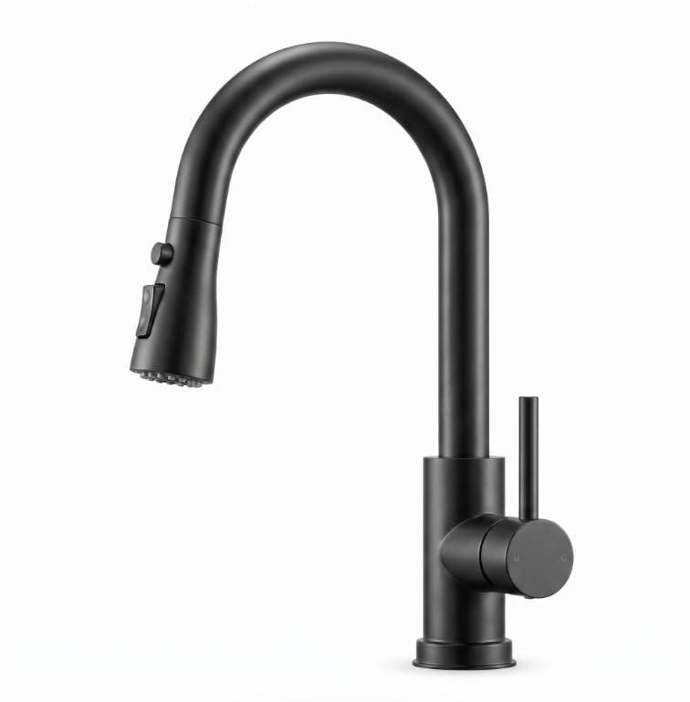 FORIOUS Grifo Cocina Extraíble, Alta Presión, Negro Mate
