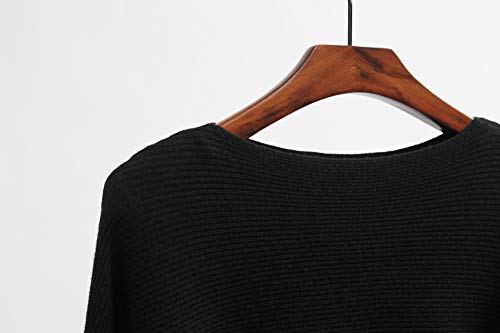 GABERLY Boat Neck Batwing Sleeves Dolman Knitted Sweaters and Pullovers Tops for Women
