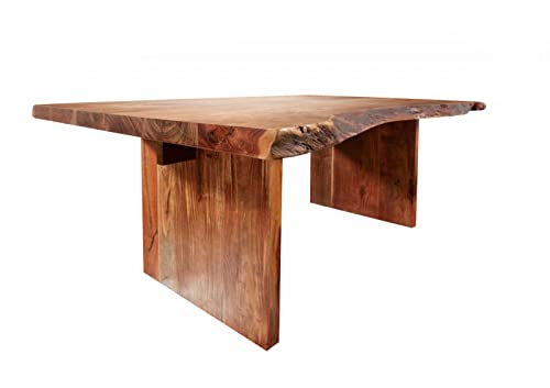 MASSIVMOEBEL24.DE Table à Manger 190x110cm - Bois Massif d'acacia laqué (Noisette) - Design Naturel - Freeform #102