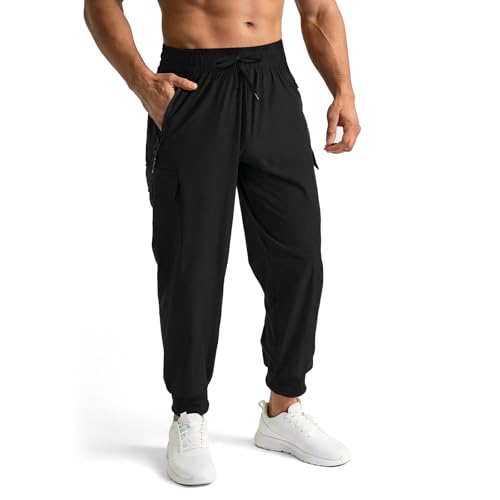 BSBUY Pantalones Chandal Hombres, Pantalones Deportivos Hombre con 5 Bolsillo, Pantalon Largos Chándal, impermeable, Secado Rápido, Suaves, Ligeros y Transpirables, XL
