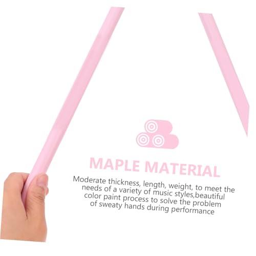 Baquetas Totority de madera de arce, 2 pares, color rosa, ligeras, superficie lisa y agarre cómodo para principiantes y jóvenes bateristas, portátiles miniatura 3