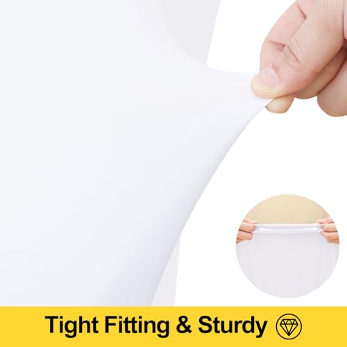 Image of Smiry 2 Pack Spandex Elastic Fitted Table Cloth Skirt for 4FT Table | Stretch Washable Table Cloth, Banquet Table Cover for Wedding, Party, Indoor & Trade Shows, (White, 48Lx30Wx30H)