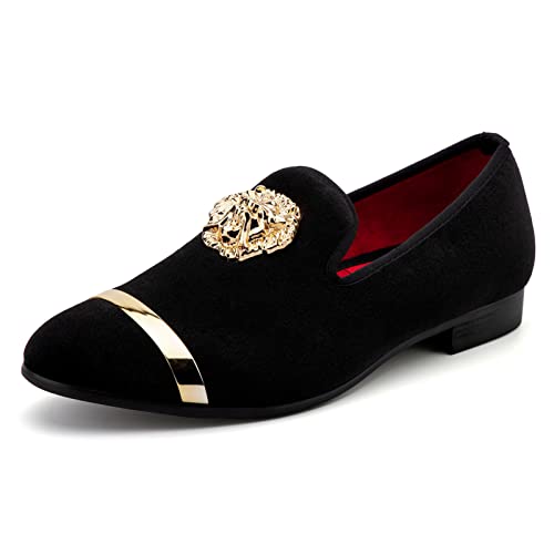 Image of Meijiana Men's Velvet Loafers - Fashion Casual Low-Heel Dress Shoes for Men with Rubber Sole & Metal Buckle - Perfect Business & Formal Attire, Stylish Mens Shoes