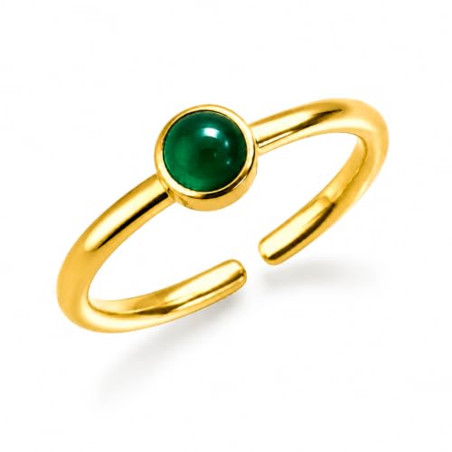 Natural Chalcedony Ring for Women 925 Sterling Silver Adjustable Open Ring - image 1