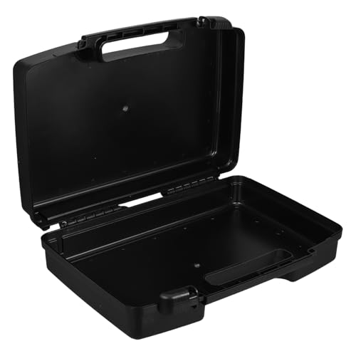 Tofficu Estuche Portátil de Plástico Rígido Negro 443x285x126 Mm con Cerradura, Organizador Pequeño para Herramientas Eléctricas y Manuales, Caja para Almacenamiento y Transporte