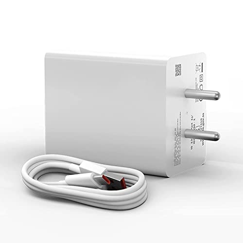 Image of 10W to 65W Charger for Vivo Y21T / Y 21 T Charger Original Adapter Like Qualcomm QC 4.0 Quick Dash Warp Dart Flash Super Vooc Fast Charger With 1.2 Meter Type C USB Data Cable (5V=4A /10V=6.5A, TMV1, White)