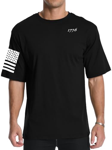 Men's Graphic Tees Short Sleeve 1776 USA Flag Crewneck Casual American Patriotic Regular T-Shirt for Men