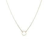 Fremttly 14k Gold Fill Dainty Circle Necklace Open Circle Chain Necklace-CK1-RD-L