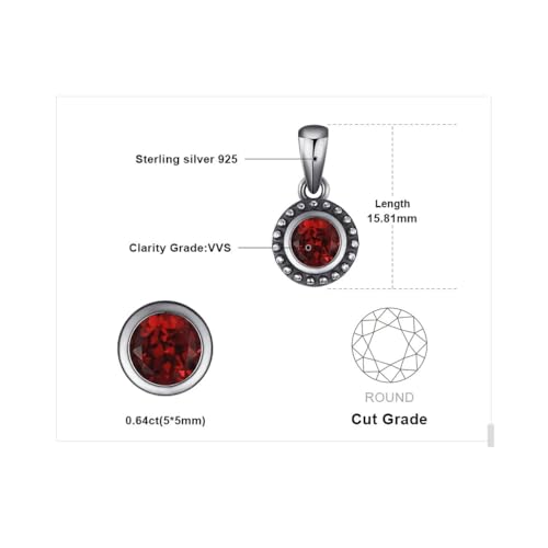Collier pendentif grenat authentique en argent 925 vintage de luxe