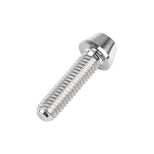 Image of Titanium Ti DIN912 M4 8 10 12 15 20mm Tapered Head Hex Bolts Bicycle Screws Pack of 6 (Silver, M4x15mm)