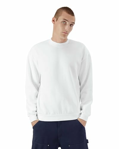 American Apparel Adult ReFlex Fleece Crewneck Sweatshirt, GRF496AA, White, XXL