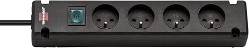 Brennenstuhl Multiprise Bremounta 4 Prises avec Interrupteur (Bloc multiprises orientées à 90 degrés, œillets Porte-vis pour Fixation, 1,5 de câble...