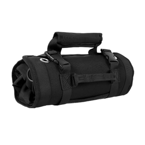 Annadue Organizador de Bolsa Enrollable para Herramientas, Costuras Dobles, Diseño Compacto para Lugares de Trabajo, Mantenimiento del Hogar, Tela Oxford (BLACK)