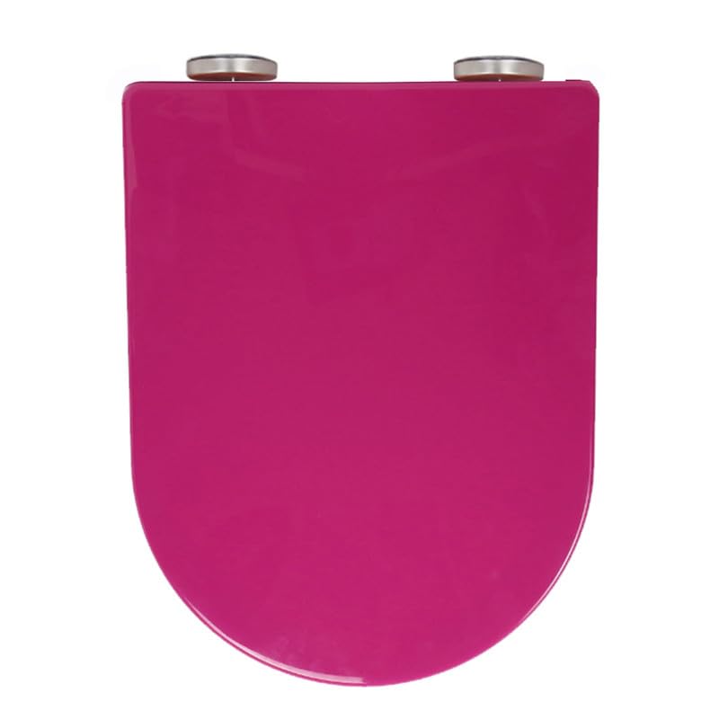 Tapa WC Forma U Universal, Asiento de Inodoro de Cierre Suave en Forma de D con Liberación Rápida para una Fácil Limpieza, Fácil Montaje, Tapa de Inodoro de PP, 46x36cm, Morado