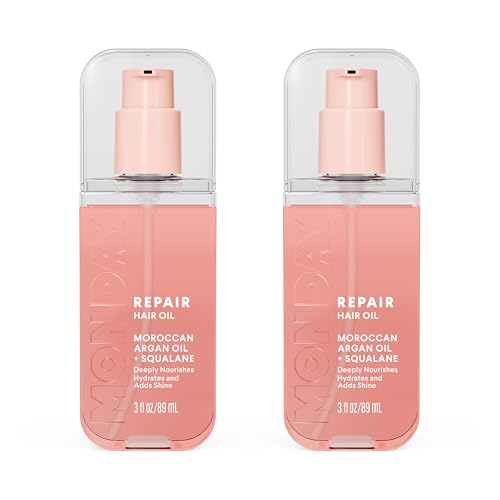MONDAY HAIRCARE REPAIR Hair Oil with Moroccan Argan Oil & Squalane 3 oz Deeply Nourishes Hydrates and Adds Shine(Pack of 2)