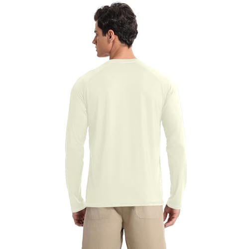 Light Yellow Men's Rash Guard Shirts Lightweight Long Sleeve UV Protection Long Sleeve Summer2
