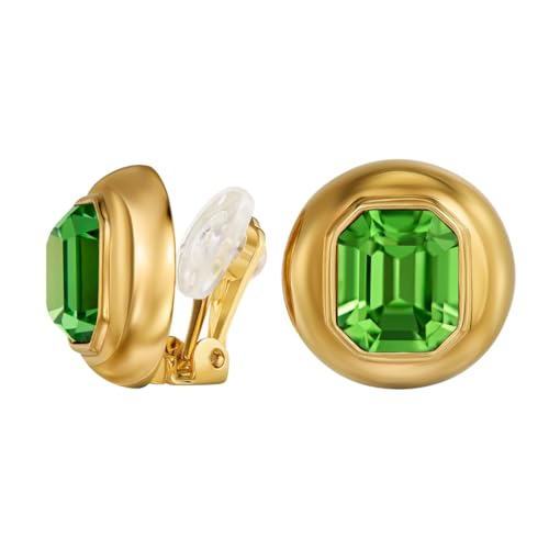 Boucles d'oreilles à clip Traveller femme en plaqué or avec cristaux vert péridot 157871
