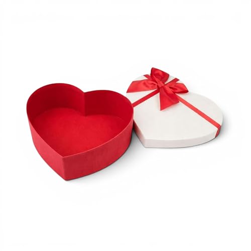 Boîte cadeau rigide Emartbuy rouge et blanche 22x19,5x9 cm avec ruban